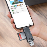 KAWAU C351 USB 3.0 High Speed Type C + USB SD / TF Card Reader Portable OTG Adapter