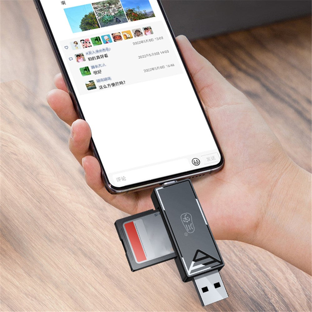 KAWAU C351 USB 3.0 High Speed Type C + USB SD / TF Card Reader Portable OTG Adapter