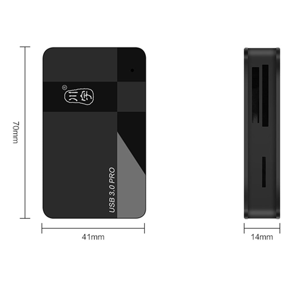 KAWAU C369DUO USB3.0 Card Reader Adapter Support CF / TF / SD / MS Portable 4-in-1 Cabled Card Reader