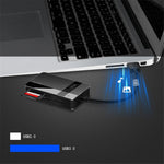 KAWAU C369DUO USB3.0 Card Reader Adapter Support CF / TF / SD / MS Portable 4-in-1 Cabled Card Reader