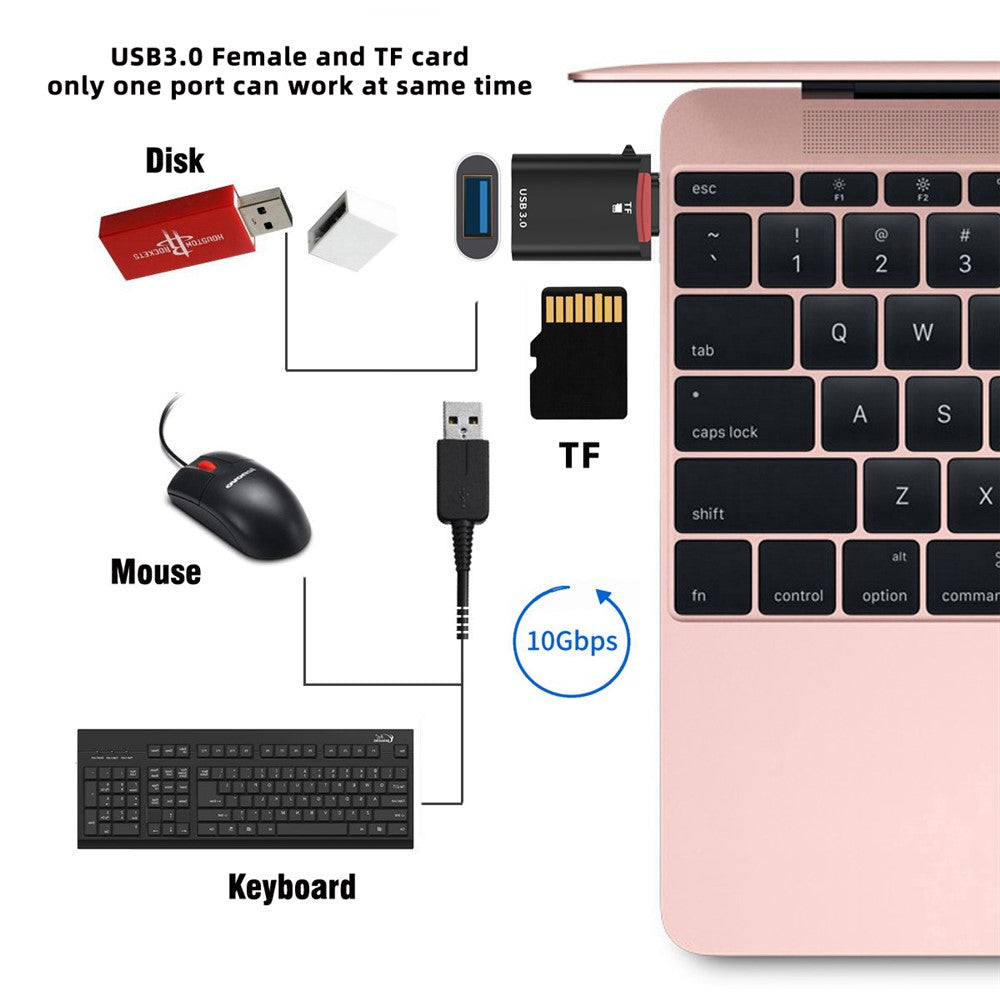 UC-035-TF 10 Gbps Typ-C till USB 3.0 Hona OTG+TF Kortläsaradapter för Bärbar Dator Surfplatta mobil