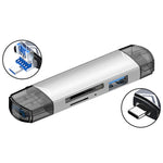 MICRODRIVE 6-in-1 Aluminum Alloy Card Reader with USB2.0 / Type-C Plug