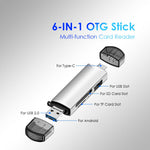 MICRODRIVE 6-in-1 Aluminum Alloy Card Reader with USB2.0 / Type-C Plug