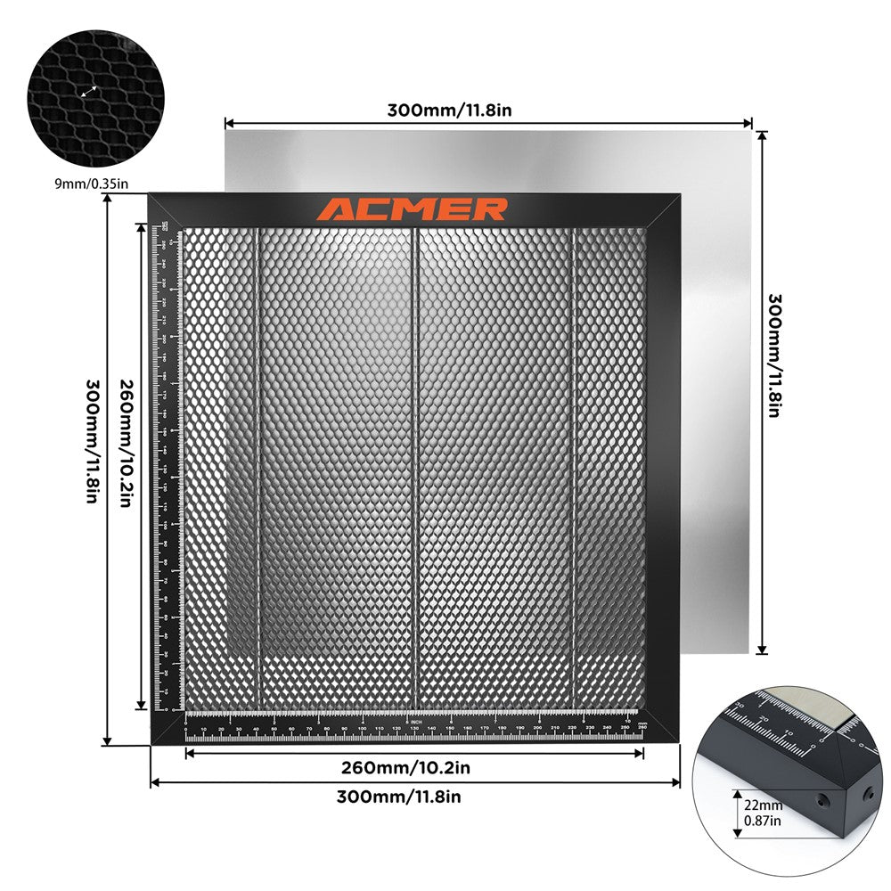 ACMER E10 300x300mm Aluminum Laser Bed Fast Heat Dissipation Honeycomb Working Table with Scale Lines