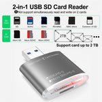 For PC Laptop Camera 2-in-1 SD / TF to USB 3.0 Card Reader Supports SDHC SDXC MMC UHS-I