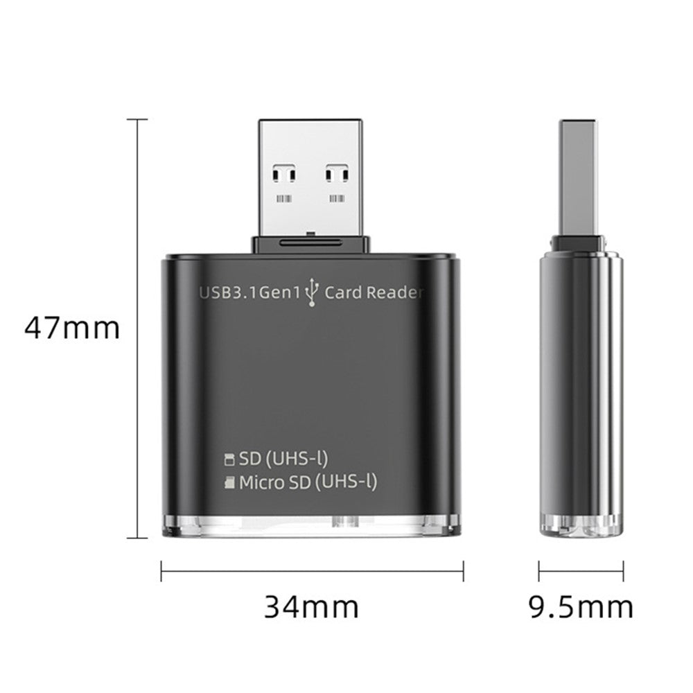 For PC Laptop Camera 2-in-1 SD / TF to USB 3.0 Card Reader Supports SDHC SDXC MMC UHS-I
