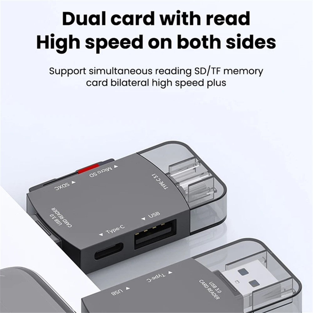 D204 SD-kortläsare USB A+USB C till TF-kort / SDXC / USB-A / USB-C minneskortläsaradapter