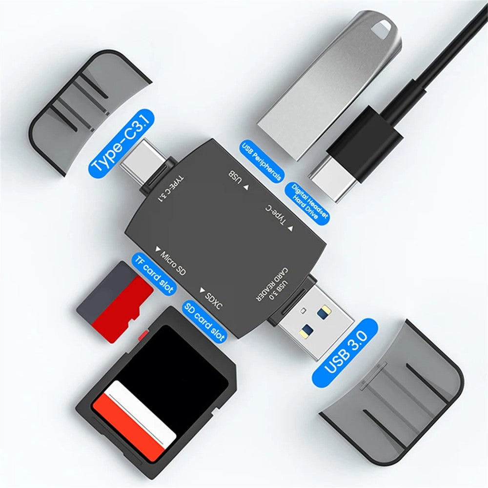 D204 SD-kortläsare USB A+USB C till TF-kort / SDXC / USB-A / USB-C minneskortläsaradapter
