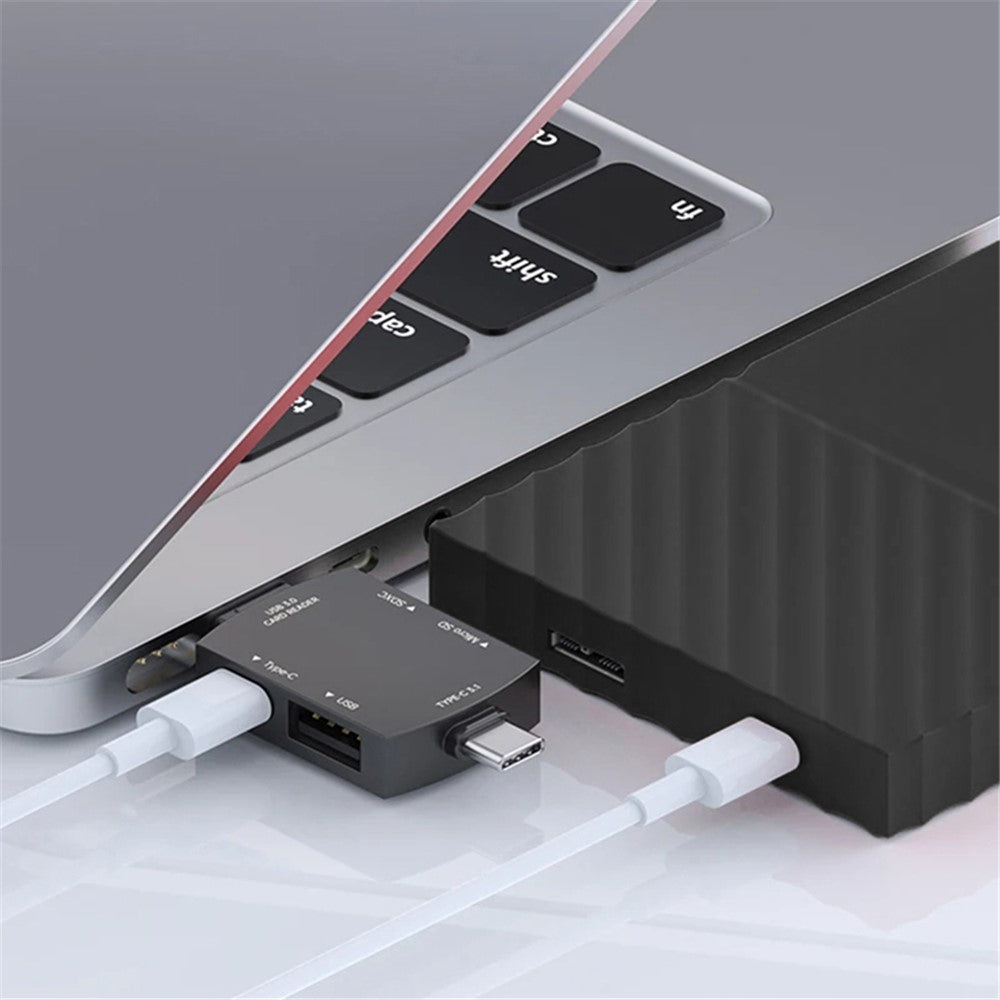 D204 SD-kortläsare USB A+USB C till TF-kort / SDXC / USB-A / USB-C minneskortläsaradapter