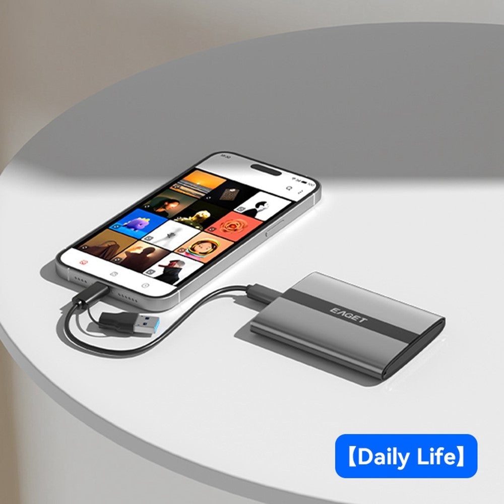 EAGET ET-M8 480GB Portable SSD 500MB / S High Speed Aluminum Alloy Type C External Solid State Drive