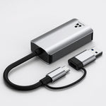 USB Type-C to RJ45 Gigabit Ethernet Adapter 2.5G Network Card Dual Interface USB 3.0 Compatible with Windows/MacOS/Linux