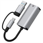 USB Type-C to RJ45 Gigabit Ethernet Adapter 2.5G Network Card Dual Interface USB 3.0 Compatible with Windows/MacOS/Linux