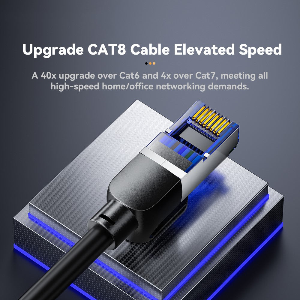ESSAGER EXCWXY-JH01-P PVC 1m CAT8 Ethernet Flat Cable Home Office 40Gbps 2000MHz Network Cable
