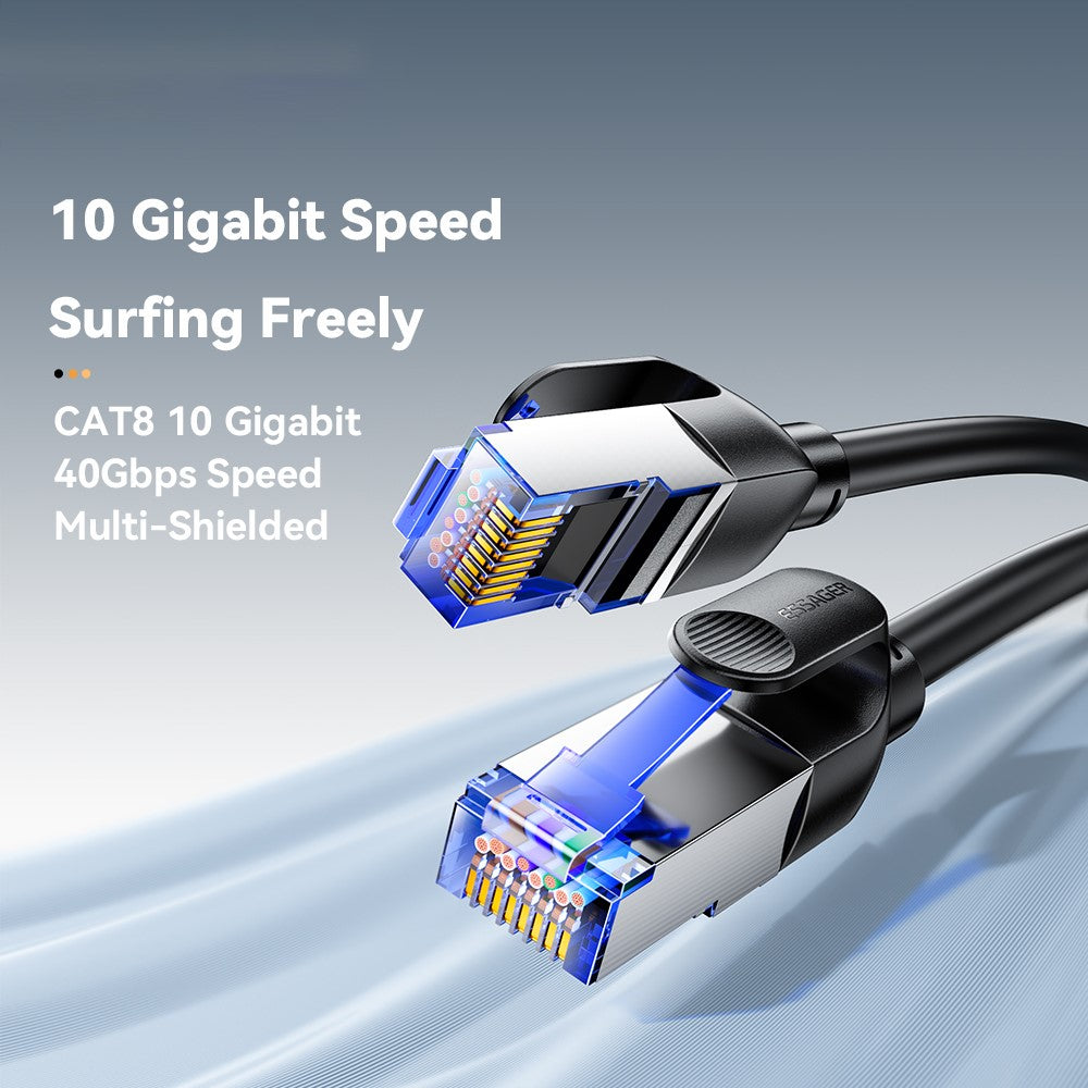 ESSAGER EXCWXY-JH01-P PVC 1m CAT8 Ethernet Flat Cable Home Office 40Gbps 2000MHz Network Cable