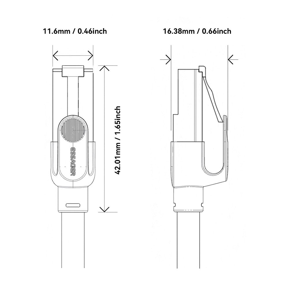 ESSAGER EXCWXY-JH01-P PVC 1m CAT8 Ethernet Flat Cable Home Office 40Gbps 2000MHz Network Cable