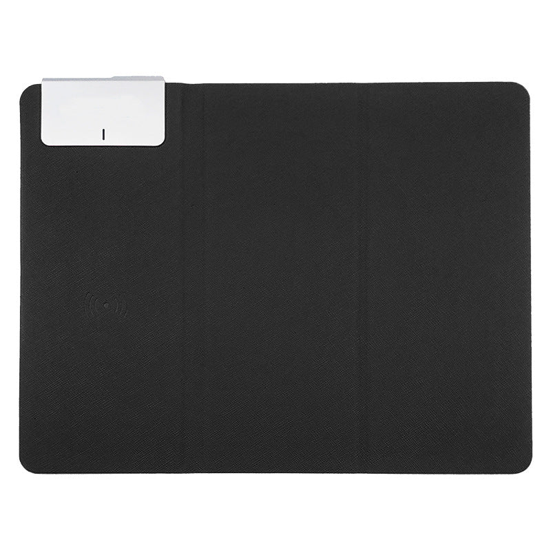 Wireless Charging Mouse Pad 15W Fast Charge Integrated Phone Stand PU Leather Desk Mat