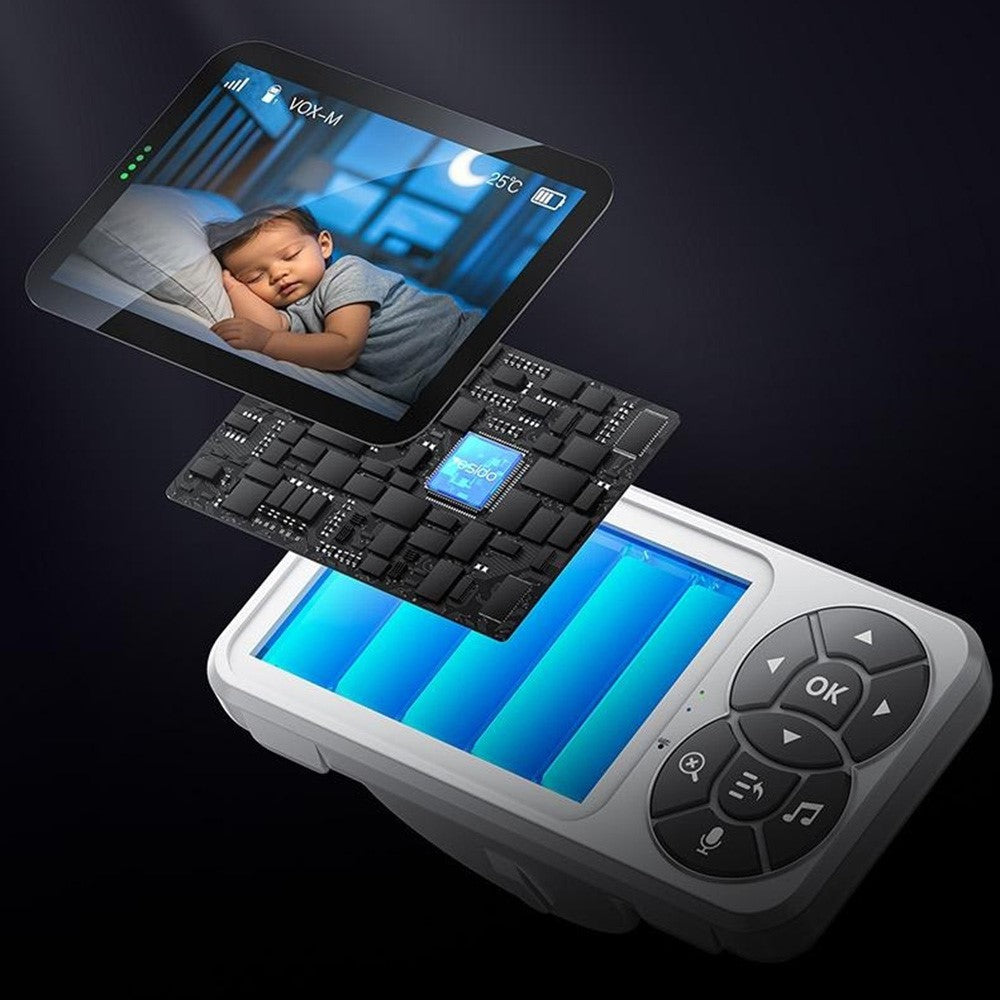 YESIDO KM26 Babyvakt 3,5 tums LCD-skärm Nattseende Temperaturmätning 2,4G trådlös kamera, EU-kontakt