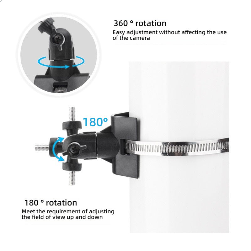 For CCTV Camera 360 Degree Rotatable Pole Mount Bracket with 1/4 Inch Universal Screw Hole Security Camera Clamp Stand