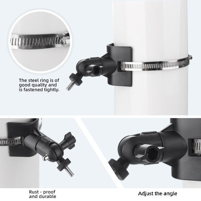 For CCTV Camera 360 Degree Rotatable Pole Mount Bracket with 1/4 Inch Universal Screw Hole Security Camera Clamp Stand