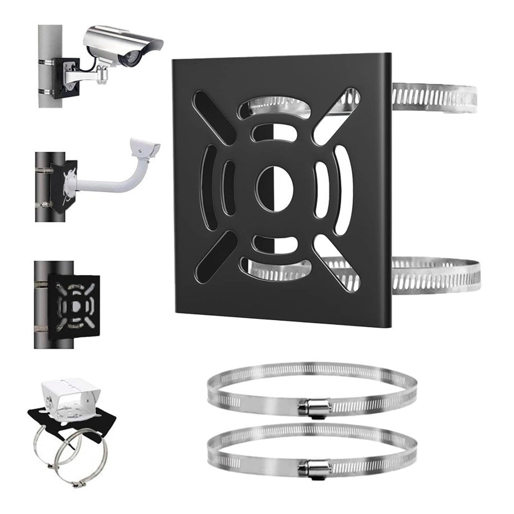 Security Camera Holder Pole Clamp Bracket 360 Degree Adjustable Steel Mounting Stand