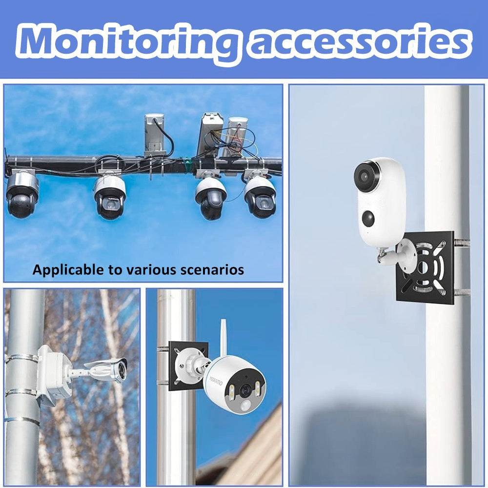 Security Camera Holder Pole Clamp Bracket 360 Degree Adjustable Steel Mounting Stand