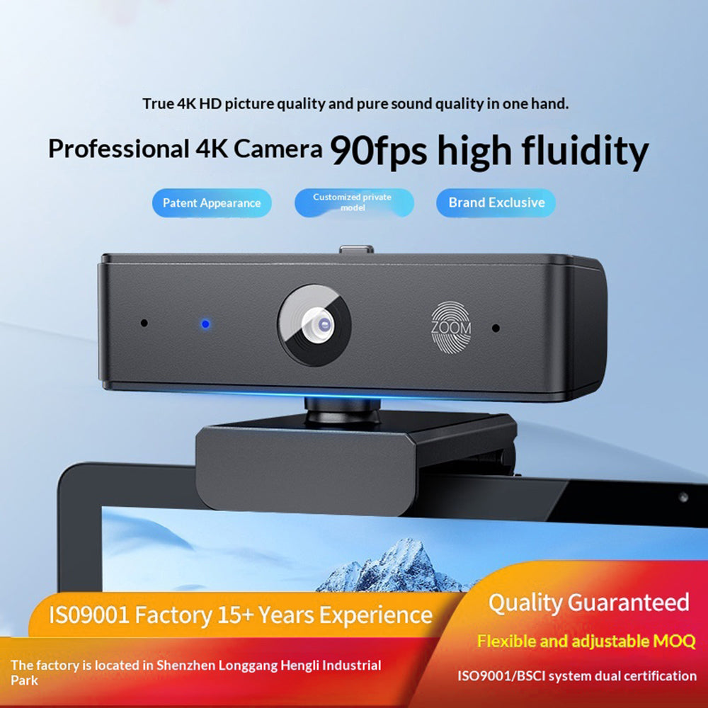 H501 4K Webcam Auto Focus Noise Reduction USB Camera for Video Conference / Live Streaming / Online Meeting