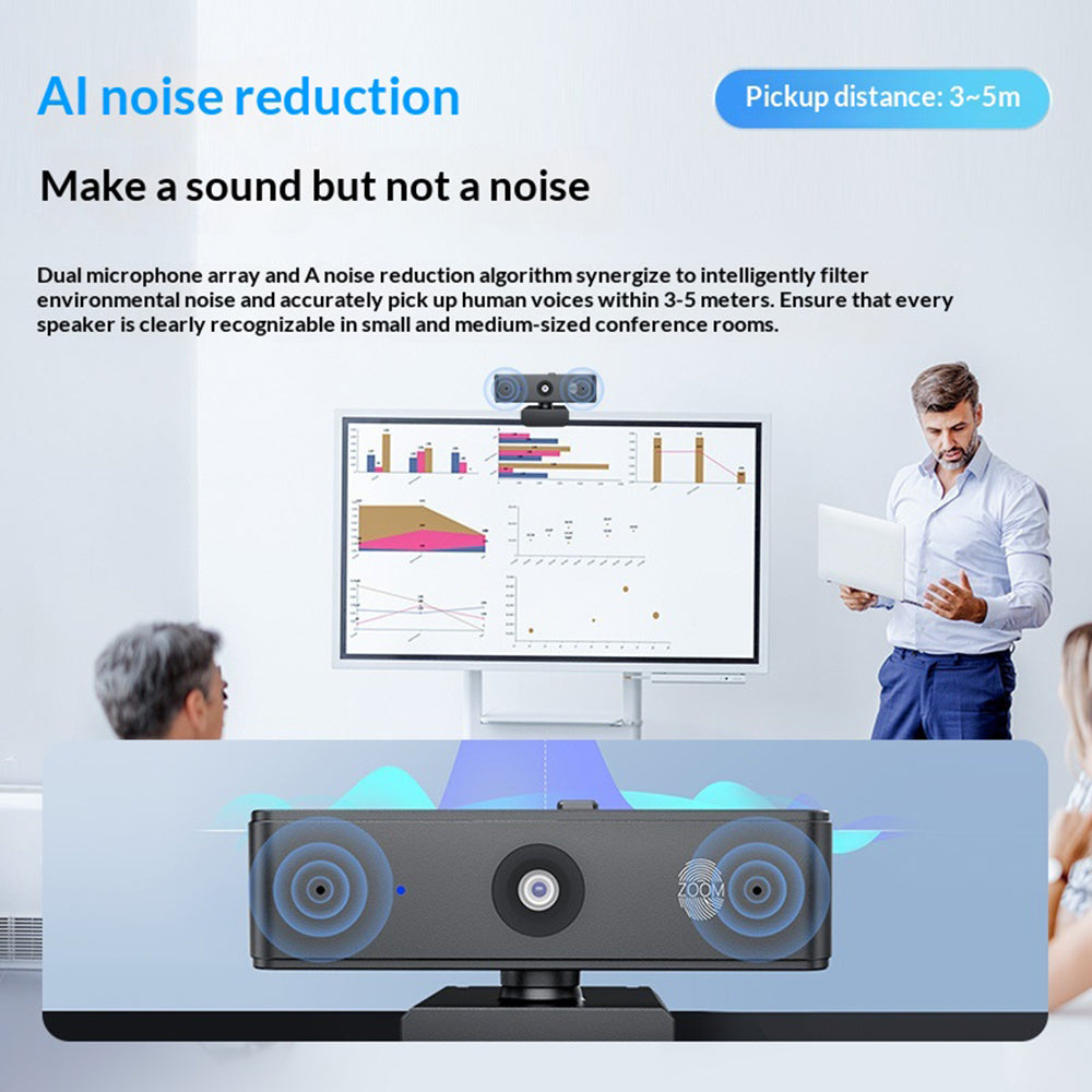 H501 4K Webcam Auto Focus Noise Reduction USB Camera for Video Conference / Live Streaming / Online Meeting