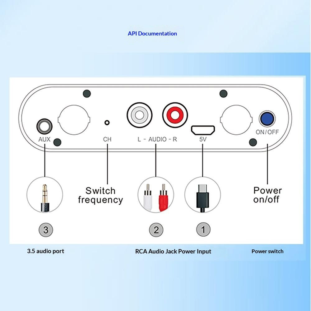 AU680 Wireless Audio Transmitter Receiver Set 590-619MHz 100M Range 10CH for Home Entertainment