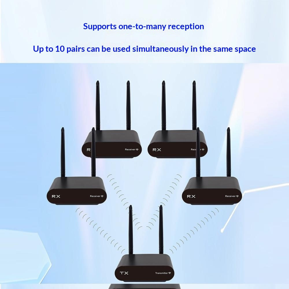 AU680 Wireless Audio Transmitter Receiver Set 590-619MHz 100M Range 10CH for Home Entertainment