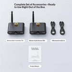 AU5810 5.8G Wireless Audio Transmitter Receiver Set 100M Range 1TX to 10RX Hi-Fi AUX Adapter for Multi-Room