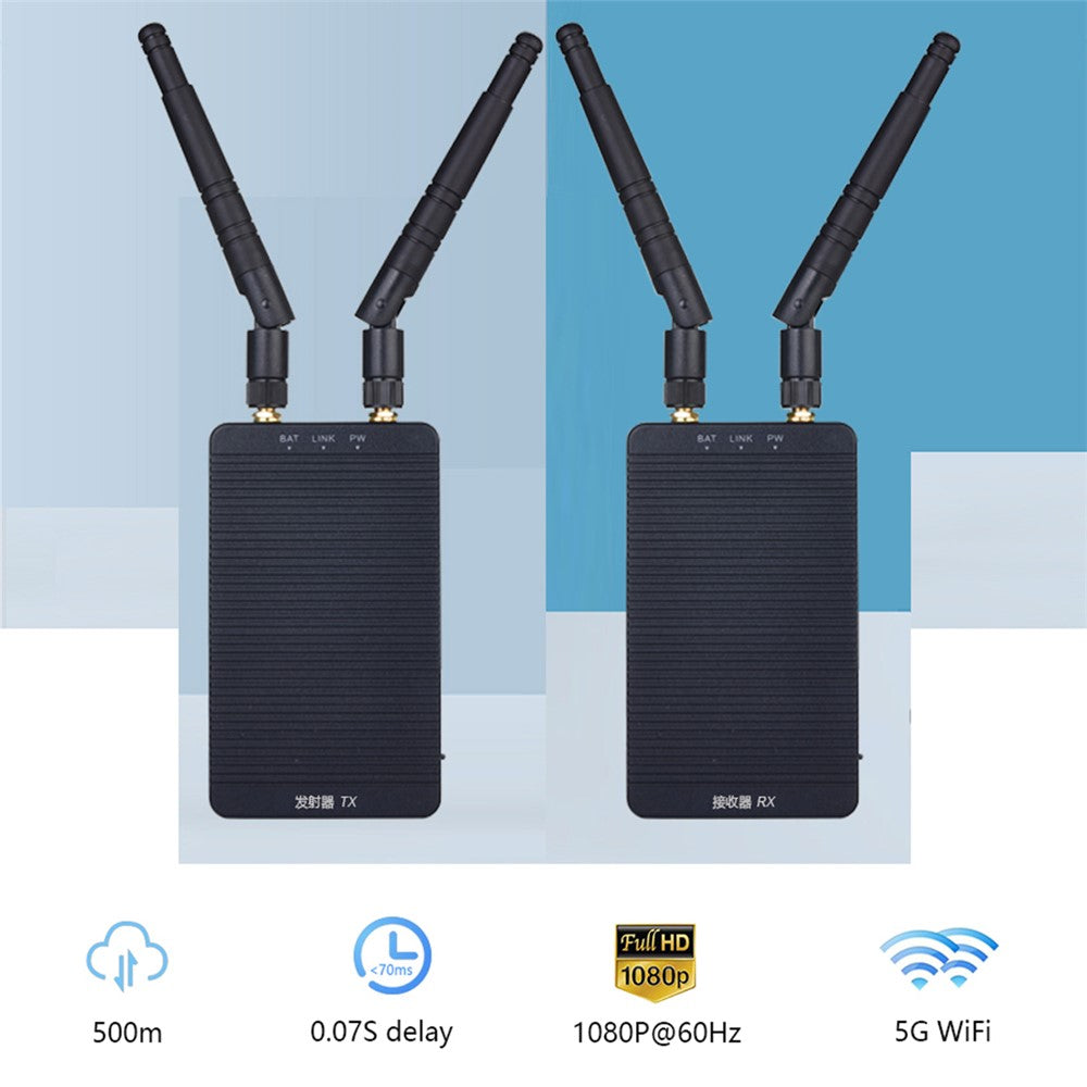 MEASY T1850 1080P Wireless HD Transmitter Receiver System 500m 5GHz Audio Video Point-to-Point Screen Mirroring for Camera Monitor