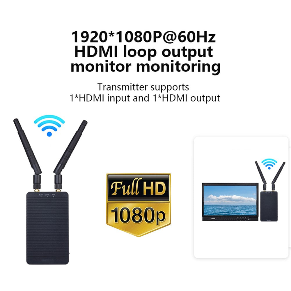 MEASY T1850 1080P Wireless HD Transmitter Receiver System 500m 5GHz Audio Video Point-to-Point Screen Mirroring for Camera Monitor