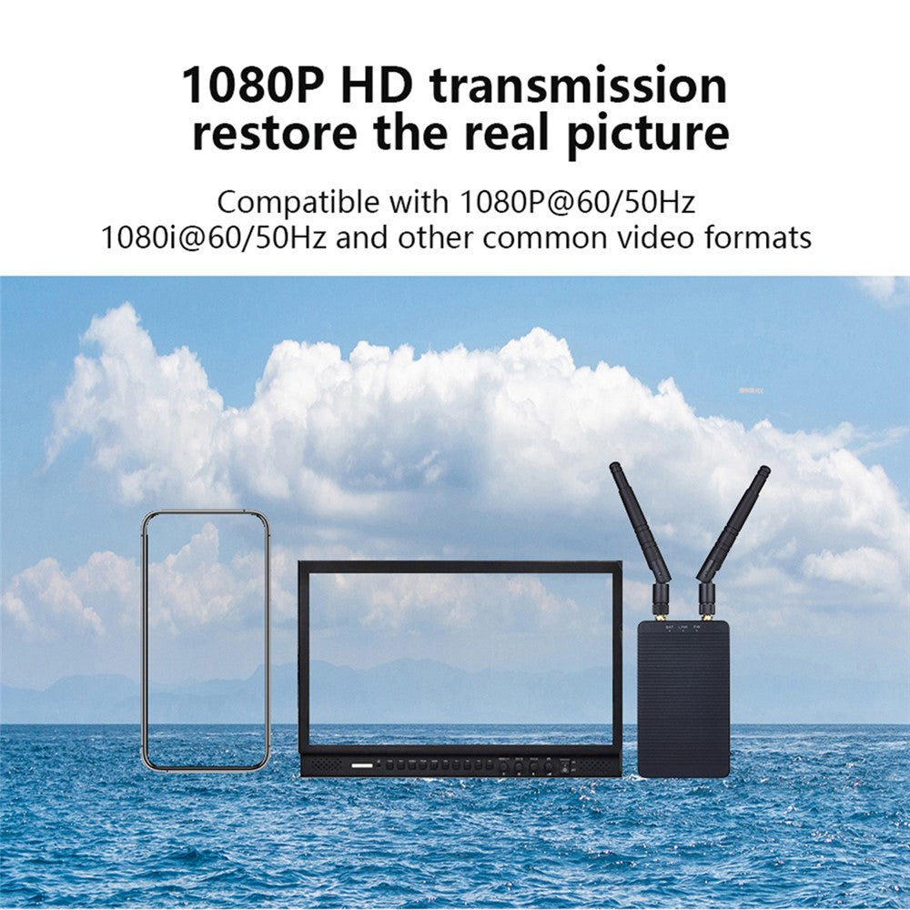 MEASY T1850 1080P Wireless HD Transmitter Receiver System 500m 5GHz Audio Video Point-to-Point Screen Mirroring for Camera Monitor