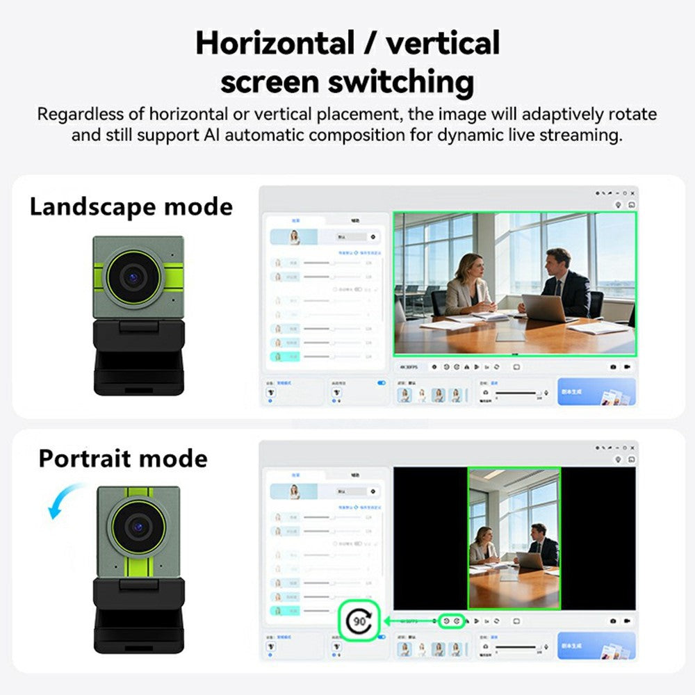 L526 4K Ultra HD AI Webcam Remote Control Humanoid Following for Live Streaming Online Classes Desktop Conferencing