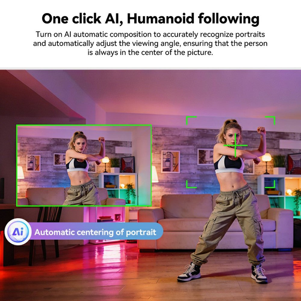 L526 4K Ultra HD AI Webcam Remote Control Humanoid Following for Live Streaming Online Classes Desktop Conferencing