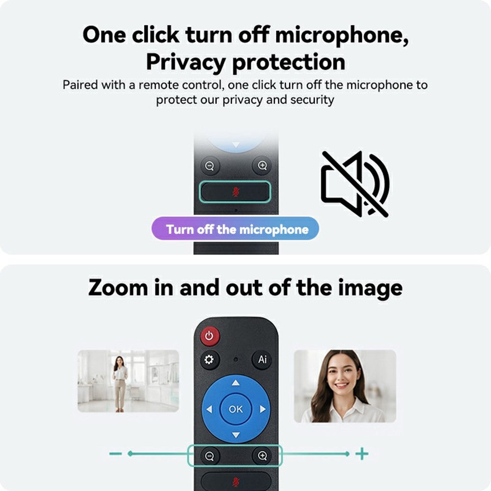 L526 4K Ultra HD AI Webcam Remote Control Humanoid Following for Live Streaming Online Classes Desktop Conferencing