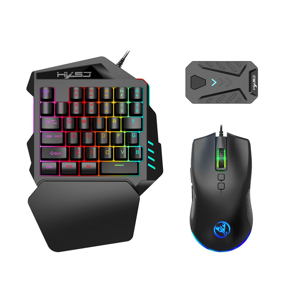 HXSJ A883 Kablet RGB Gaming Mus + V100 Gaming Tastatur med 35 Taster til Én Hånd + P8 Bærbar Tastatur-Mus-Konverter til Android
