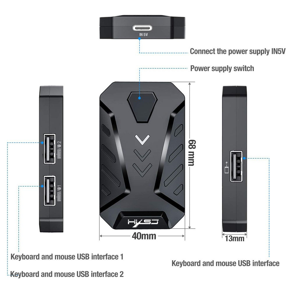 HXSJ A883 Kablet RGB Gaming Mus + V100 Gaming Tastatur med 35 Taster til Én Hånd + P8 Bærbar Tastatur-Mus-Konverter til Android