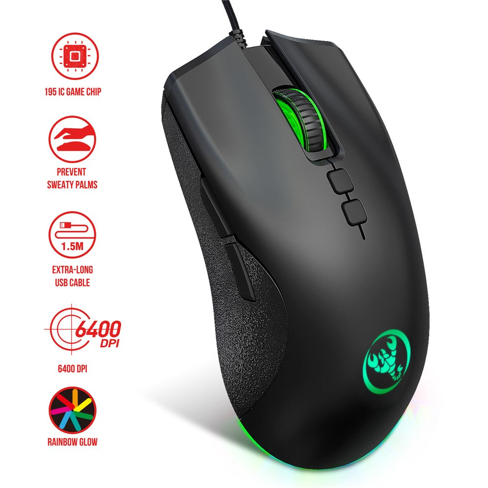 HXSJ A883 Kablet RGB Gaming Mus + V100 Gaming Tastatur med 35 Taster til Én Hånd + P8 Bærbar Tastatur-Mus-Konverter til Android