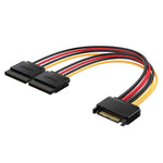 UGREEN 50719 SATA Strøm Y-Splitter Kabel 15-Ben Han til 2 Hun Forlængerkabel Harddisk Optisk Drev Strømkabel Serie Datatransmissionskabel