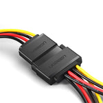 UGREEN 50719 SATA Strøm Y-Splitter Kabel 15-Ben Han til 2 Hun Forlængerkabel Harddisk Optisk Drev Strømkabel Serie Datatransmissionskabel
