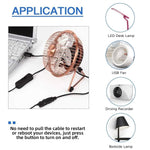 PW-012-AM USB2.0 Cable with On Off Power Switch Button USB Type-A Male to Female for DC 5V Desk Lamp Fan Camera