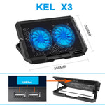 X3 Laptop Cooling Pad 7 Speed Adjustable Silent Fan Stand With Dual 14CM Fans USB Powered Height Adjustable