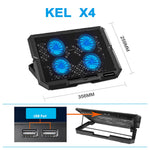 X4 Laptop Cooling Pad 4 Fan Height Adjustable 7 Levels Speed Control Noiseless Stand