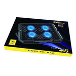 X4 Laptop Cooling Pad 4 Fan Height Adjustable 7 Levels Speed Control Noiseless Stand