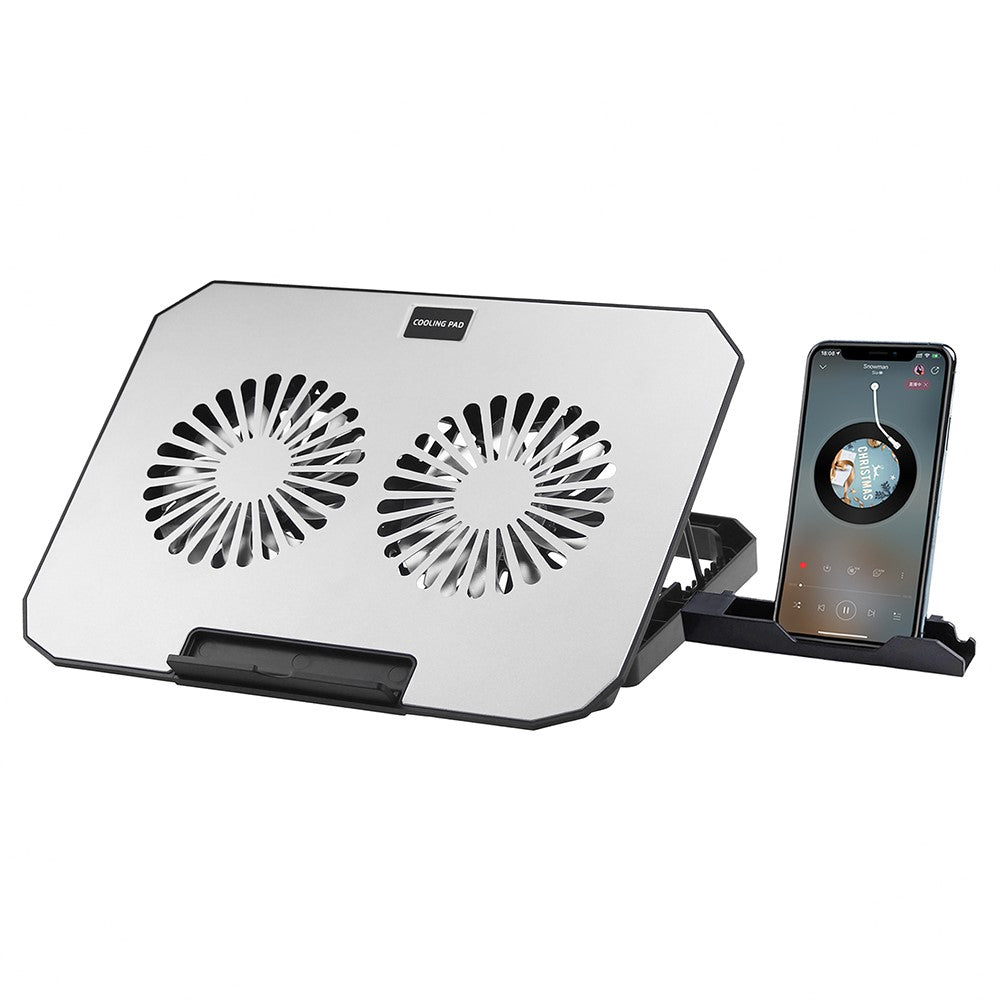 N22 Justerbar Laptop Kølestander Telefonholder Bærbar Notebook-køler med 2 USB-porte