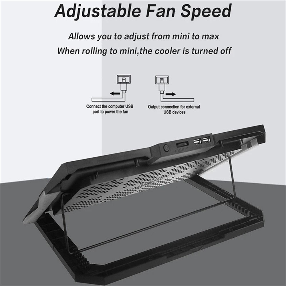 S601 Adjustable Height Gaming Laptop Cooling Pad RGB Light Notebook Cooler with Phone Holder