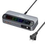 PD 3.1 140W GaN Desktop Charger Digital Display Multi-port Charging Station with Retractable Type-C Cable