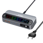 PD 3.1 140W GaN Desktop Charger Digital Display Multi-port Charging Station with Retractable Type-C Cable