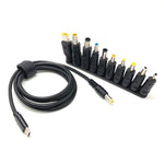 1.5m Multifunctional USB-C to DC Power Cable PD Fast Charging Power Cord with 10Pcs Adapters for Laptop